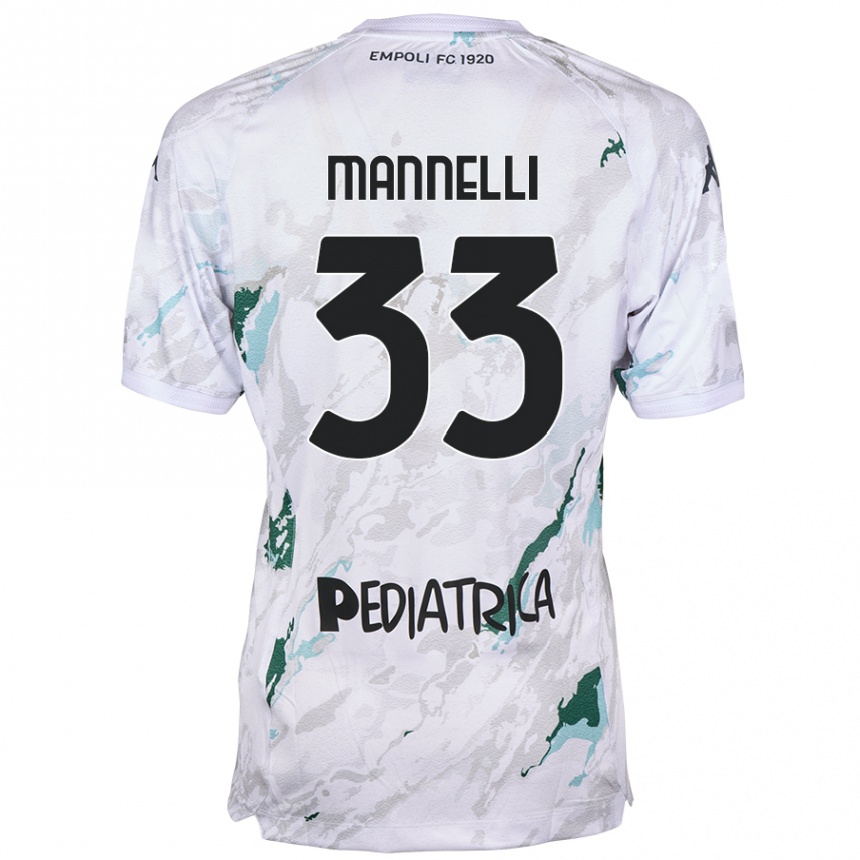 Kids Football Matteo Mannelli #33 Grey Away Jersey 2024/25 T-Shirt Canada