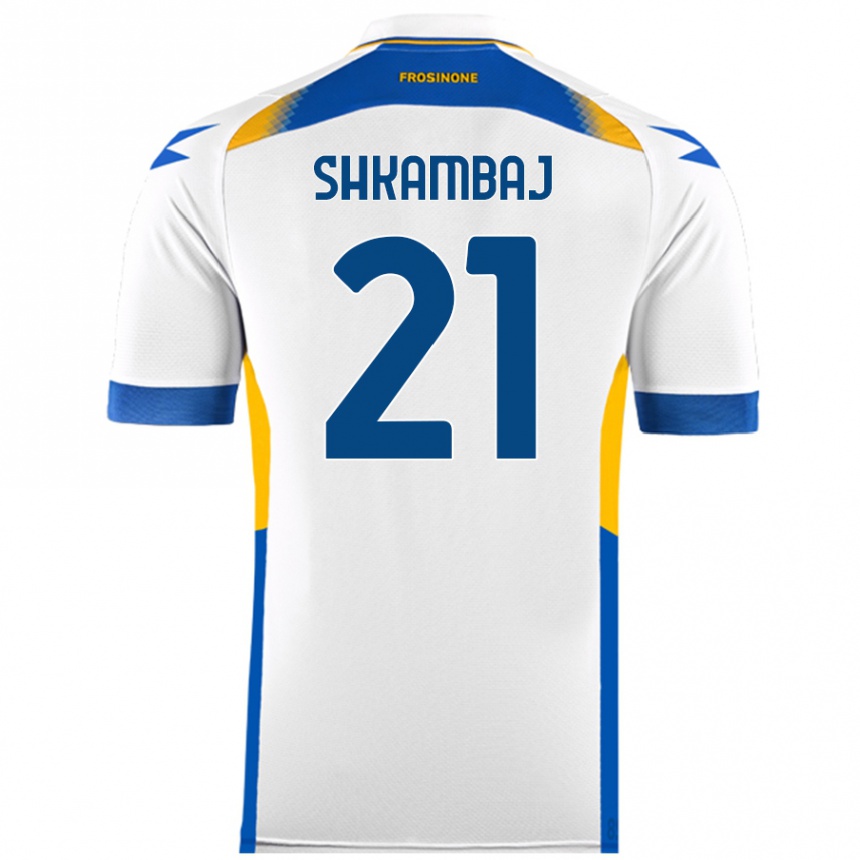 Kids Football Ardit Shkambaj #21 White Away Jersey 2024/25 T-Shirt Canada