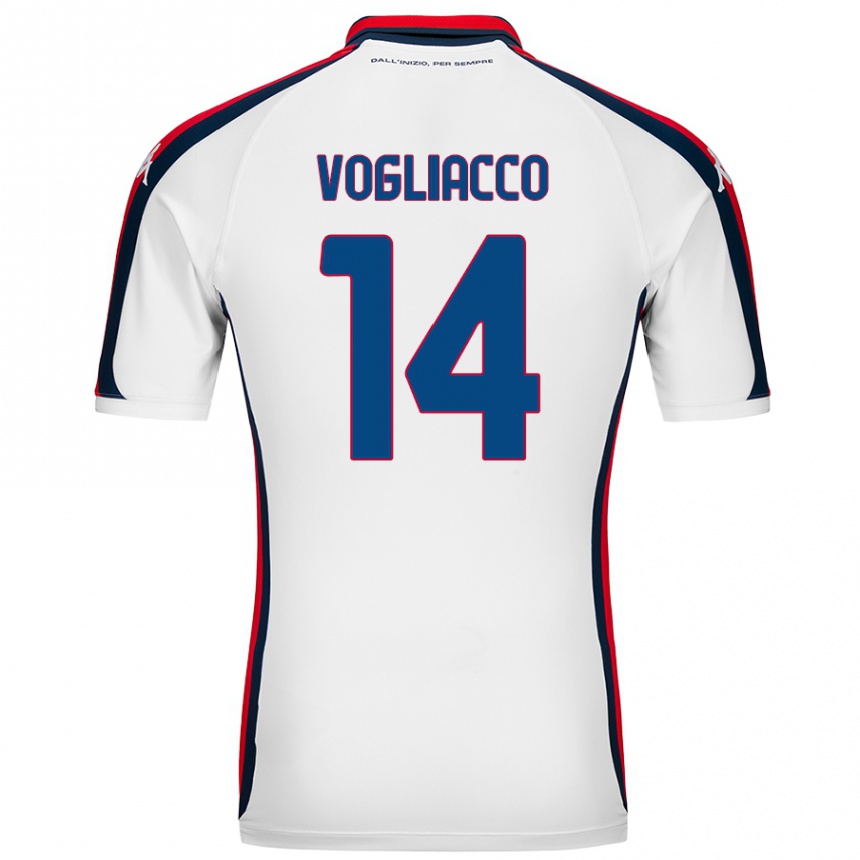 Kids Football Alessandro Vogliacco #14 White Away Jersey 2024/25 T-Shirt Canada