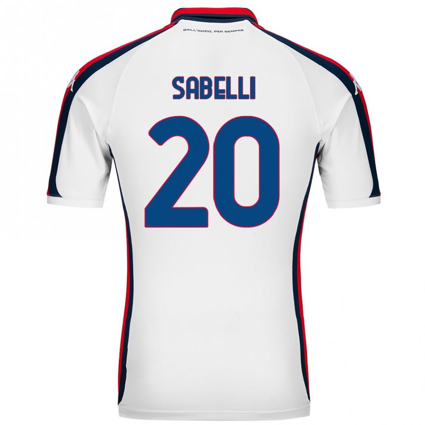 Kids Football Stefano Sabelli #20 White Away Jersey 2024/25 T-Shirt Canada