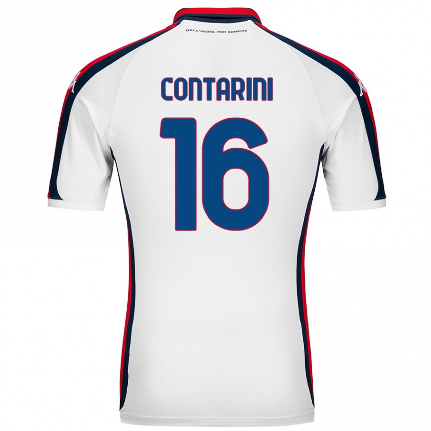 Kids Football Jacopo Contarini #16 White Away Jersey 2024/25 T-Shirt Canada