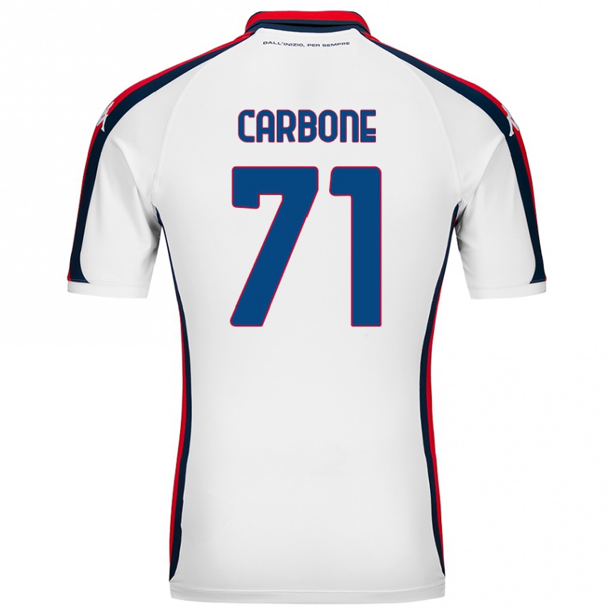 Kids Football Filippo Carbone #71 White Away Jersey 2024/25 T-Shirt Canada