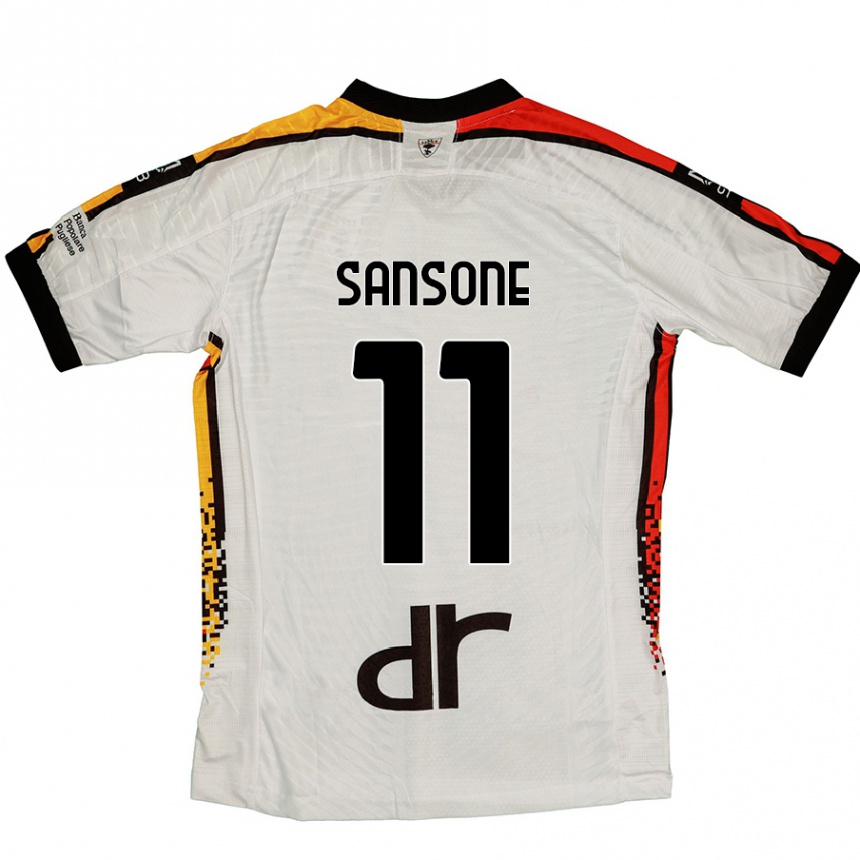 Kids Football Nicola Sansone #11 White Black Away Jersey 2024/25 T-Shirt Canada