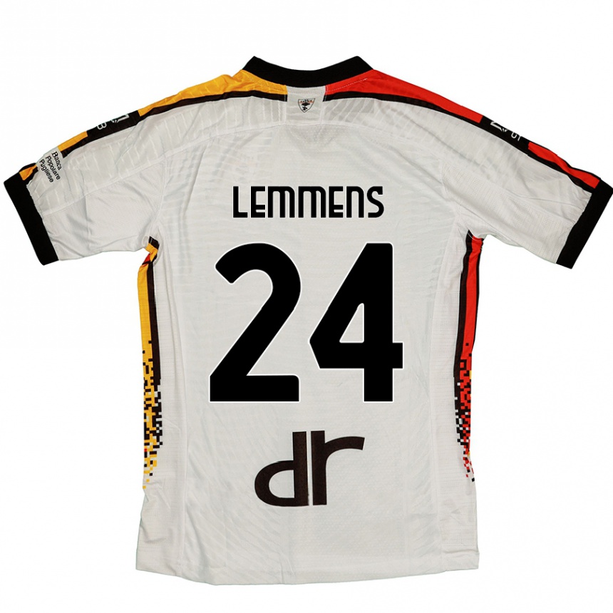 Kids Football Mats Lemmens #24 White Black Away Jersey 2024/25 T-Shirt Canada