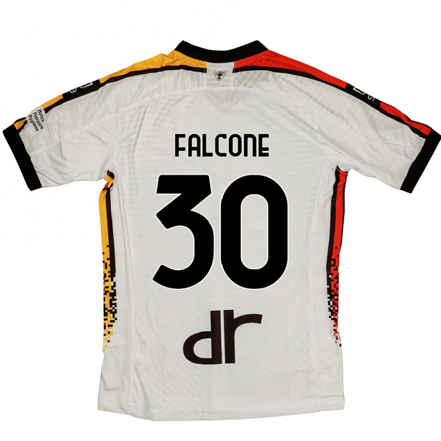 Kids Football Wladimiro Falcone #30 White Black Away Jersey 2024/25 T-Shirt Canada