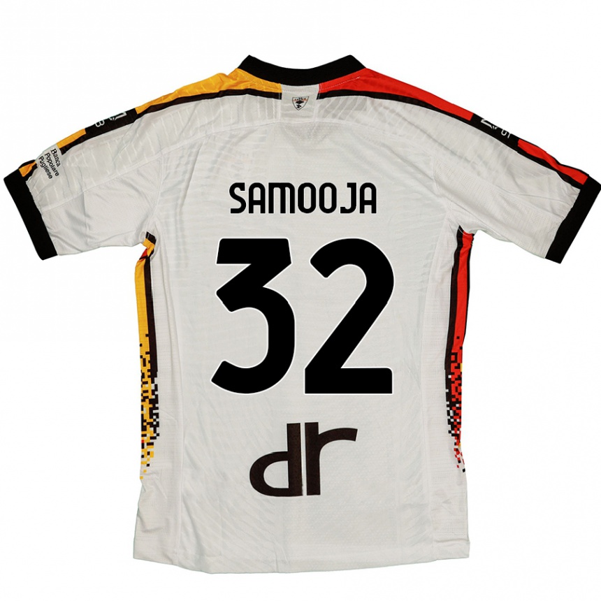 Kids Football Jasper Samooja #32 White Black Away Jersey 2024/25 T-Shirt Canada