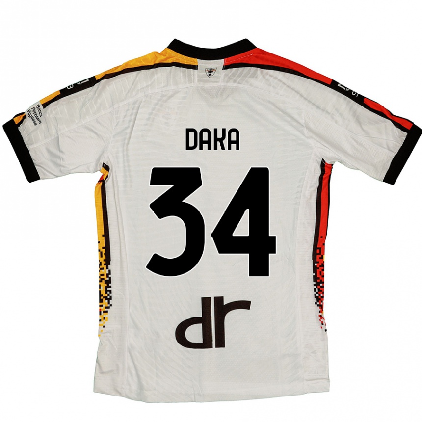 Kids Football Dario Daka #34 White Black Away Jersey 2024/25 T-Shirt Canada