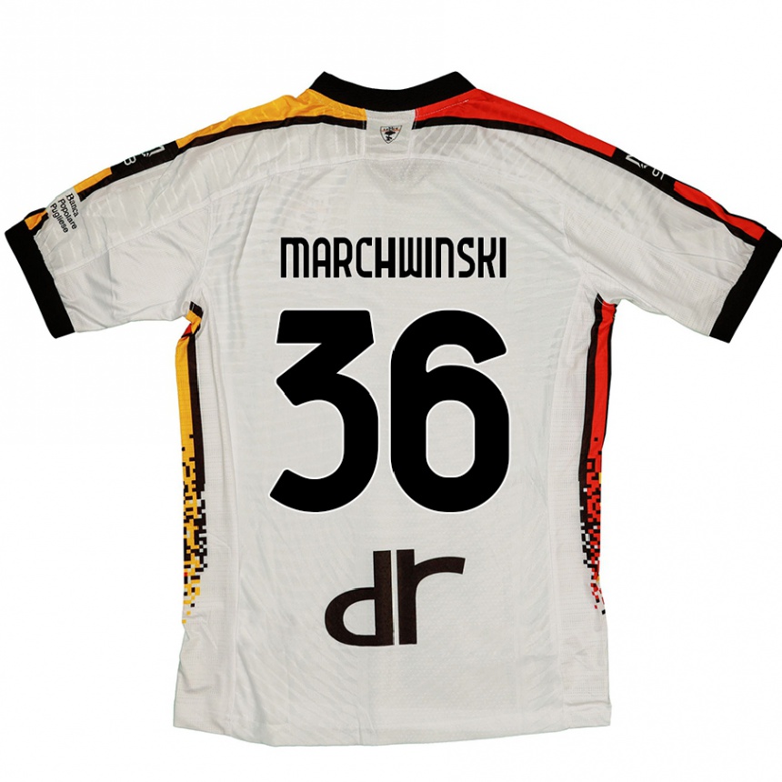 Kids Football Filip Marchwinski #36 White Black Away Jersey 2024/25 T-Shirt Canada