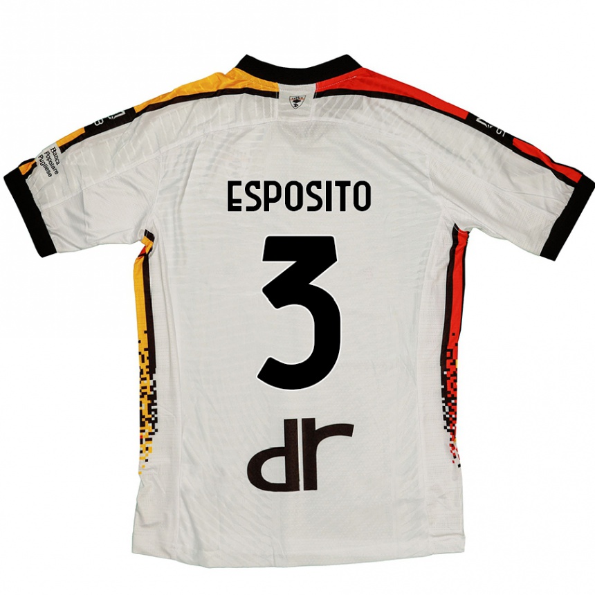 Kids Football Sebastian Esposito #3 White Black Away Jersey 2024/25 T-Shirt Canada