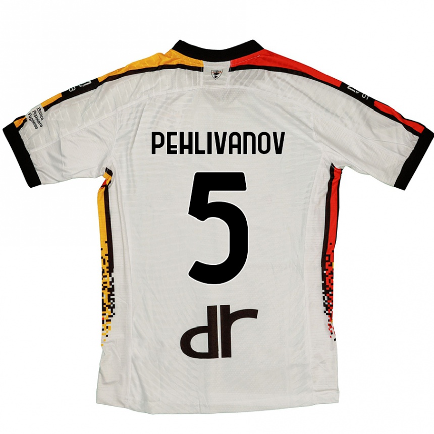 Kids Football Cristian Pehlivanov #5 White Black Away Jersey 2024/25 T-Shirt Canada