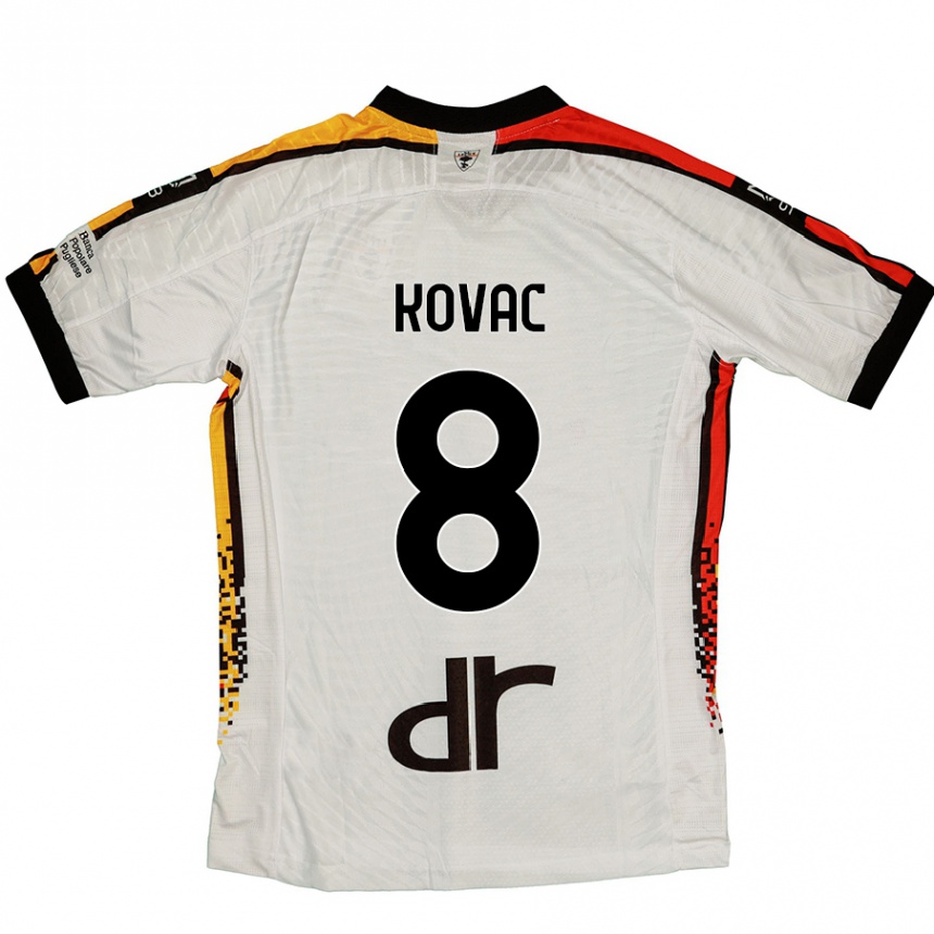 Kids Football Niko Kovac #8 White Black Away Jersey 2024/25 T-Shirt Canada