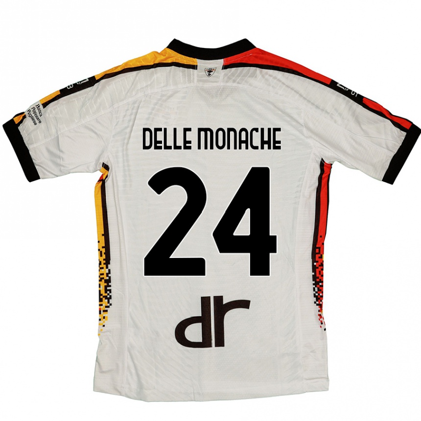 Kids Football Marco Delle Monache #24 White Black Away Jersey 2024/25 T-Shirt Canada