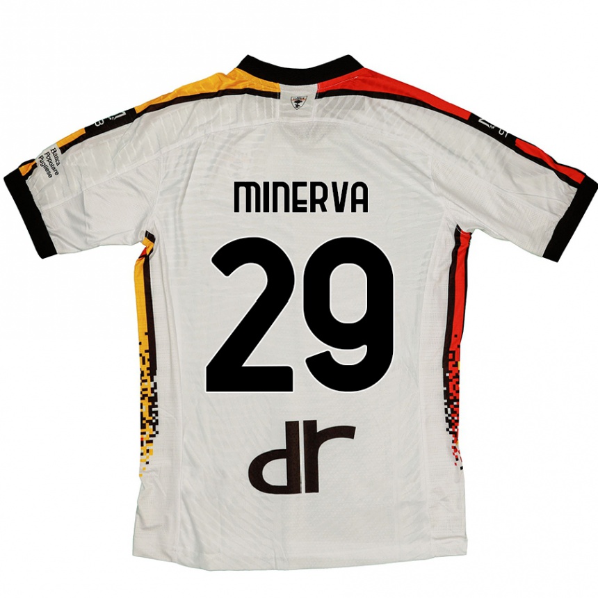 Kids Football Francesco Minerva #29 White Black Away Jersey 2024/25 T-Shirt Canada