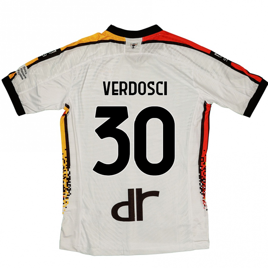 Kids Football Simone Verdosci #30 White Black Away Jersey 2024/25 T-Shirt Canada