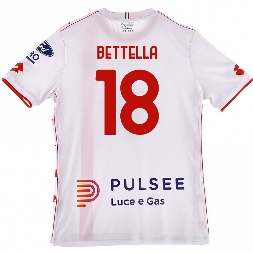 Enfant Football Maillot Davide Bettella #18 Blanc Rouge Tenues Extérieur 2024/25 Canada