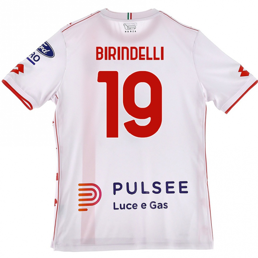 Kids Football Samuele Birindelli #19 White Red Away Jersey 2024/25 T-Shirt Canada