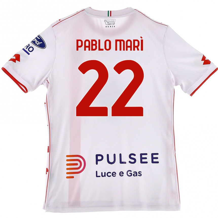 Enfant Football Maillot Pablo Marí #22 Blanc Rouge Tenues Extérieur 2024/25 Canada