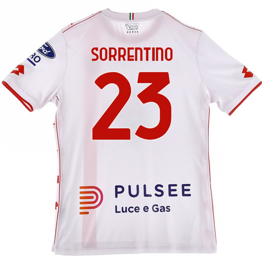 Kids Football Alessandro Sorrentino #23 White Red Away Jersey 2024/25 T-Shirt Canada