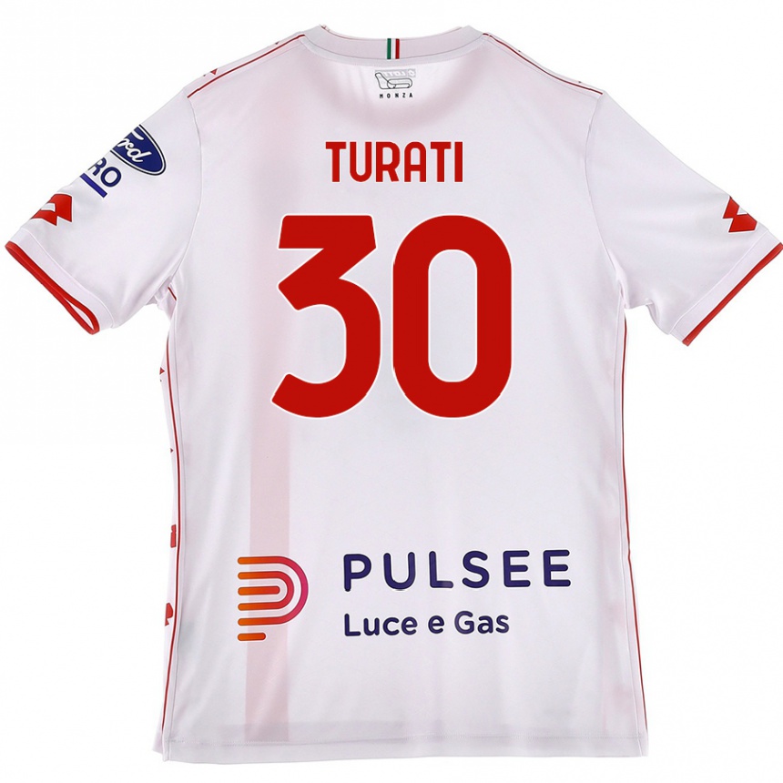 Enfant Football Maillot Stefano Turati #30 Blanc Rouge Tenues Extérieur 2024/25 Canada