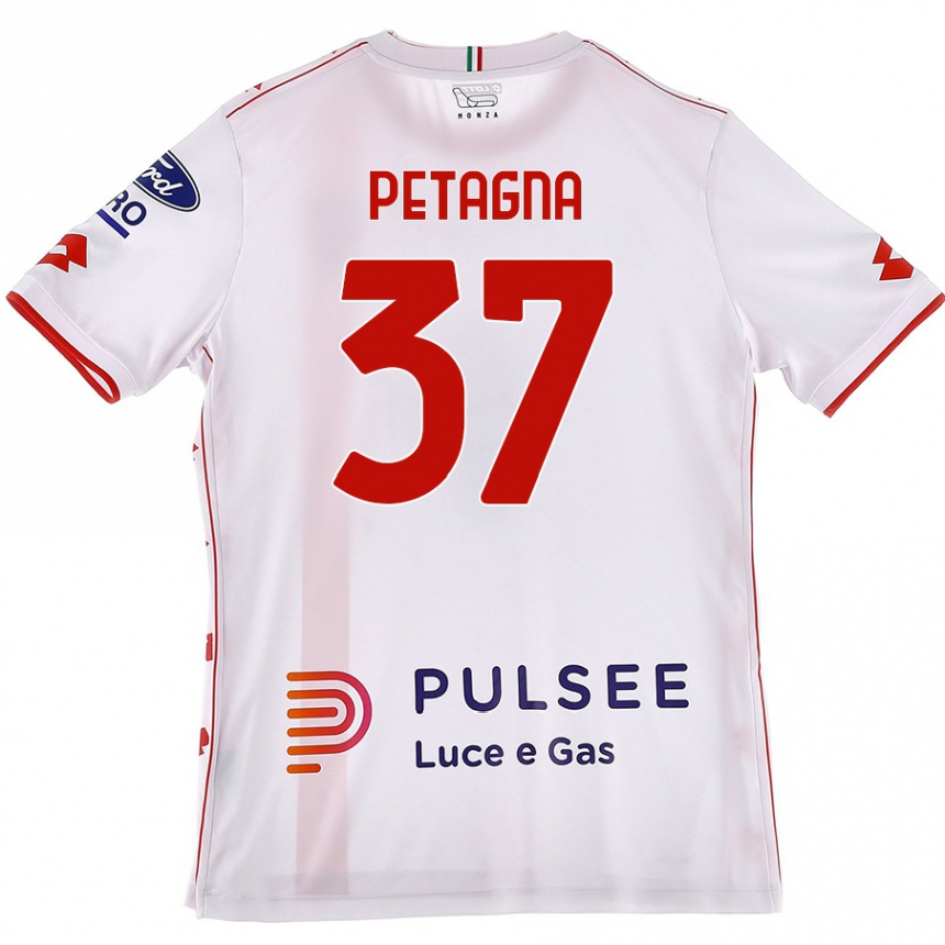 Kids Football Andrea Petagna #37 White Red Away Jersey 2024/25 T-Shirt Canada