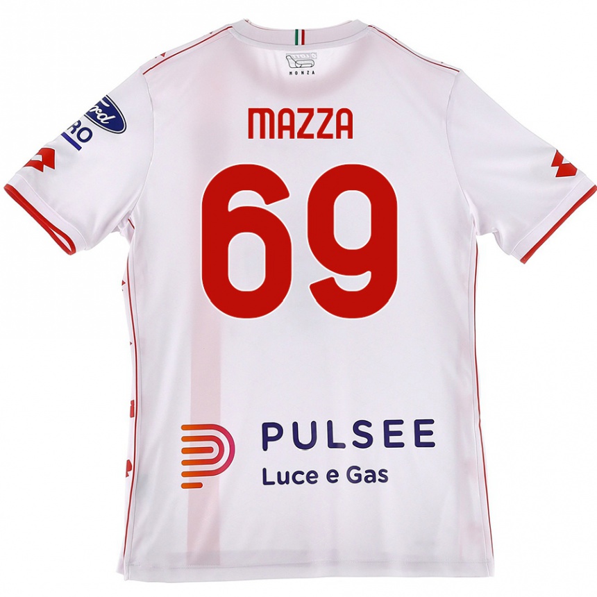 Kids Football Andrea Mazza #69 White Red Away Jersey 2024/25 T-Shirt Canada