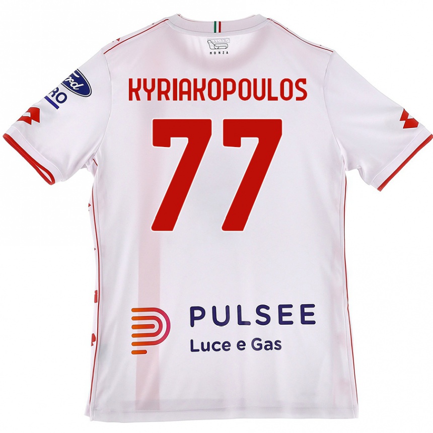 Enfant Football Maillot Georgios Kyriakopoulos #77 Blanc Rouge Tenues Extérieur 2024/25 Canada