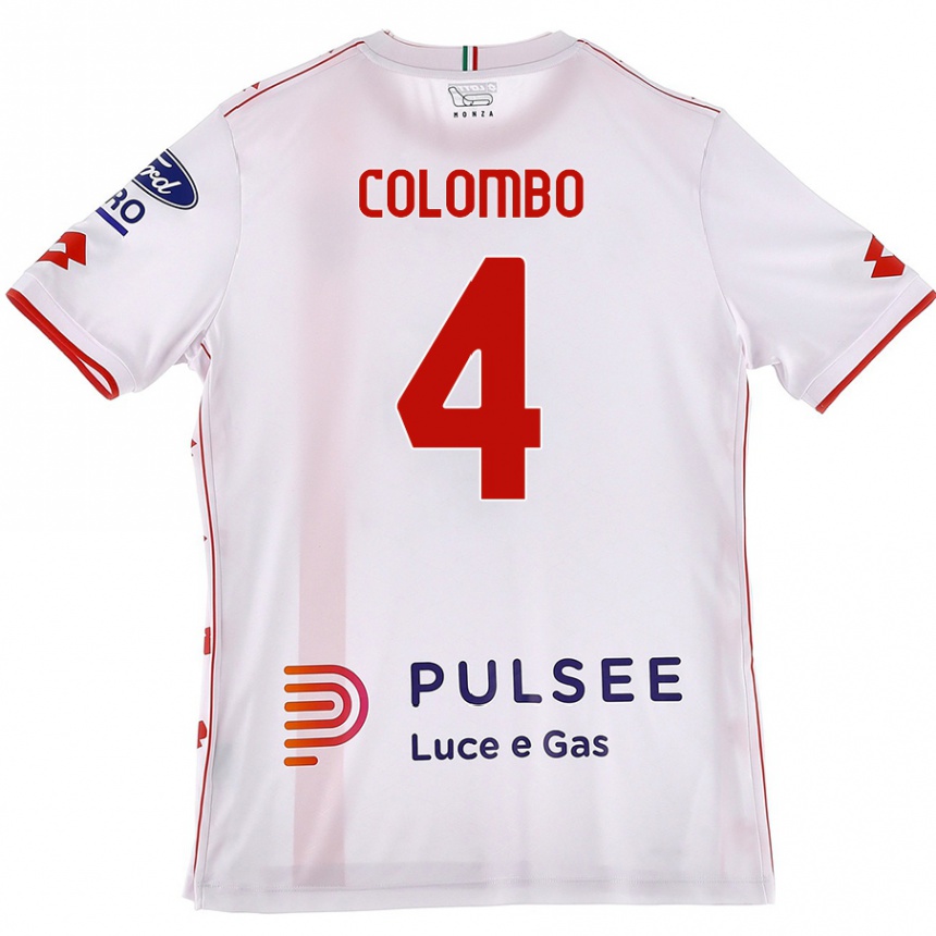 Kids Football Leonardo Colombo #4 White Red Away Jersey 2024/25 T-Shirt Canada