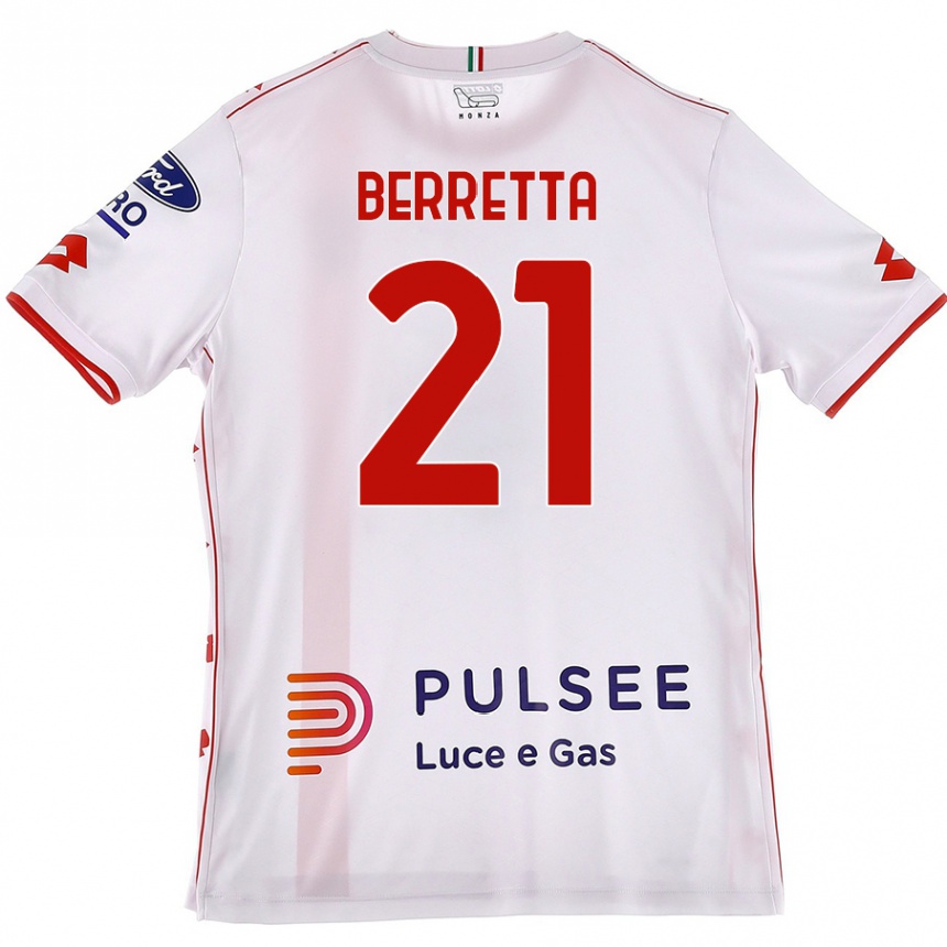 Enfant Football Maillot Alessandro Berretta #21 Blanc Rouge Tenues Extérieur 2024/25 Canada