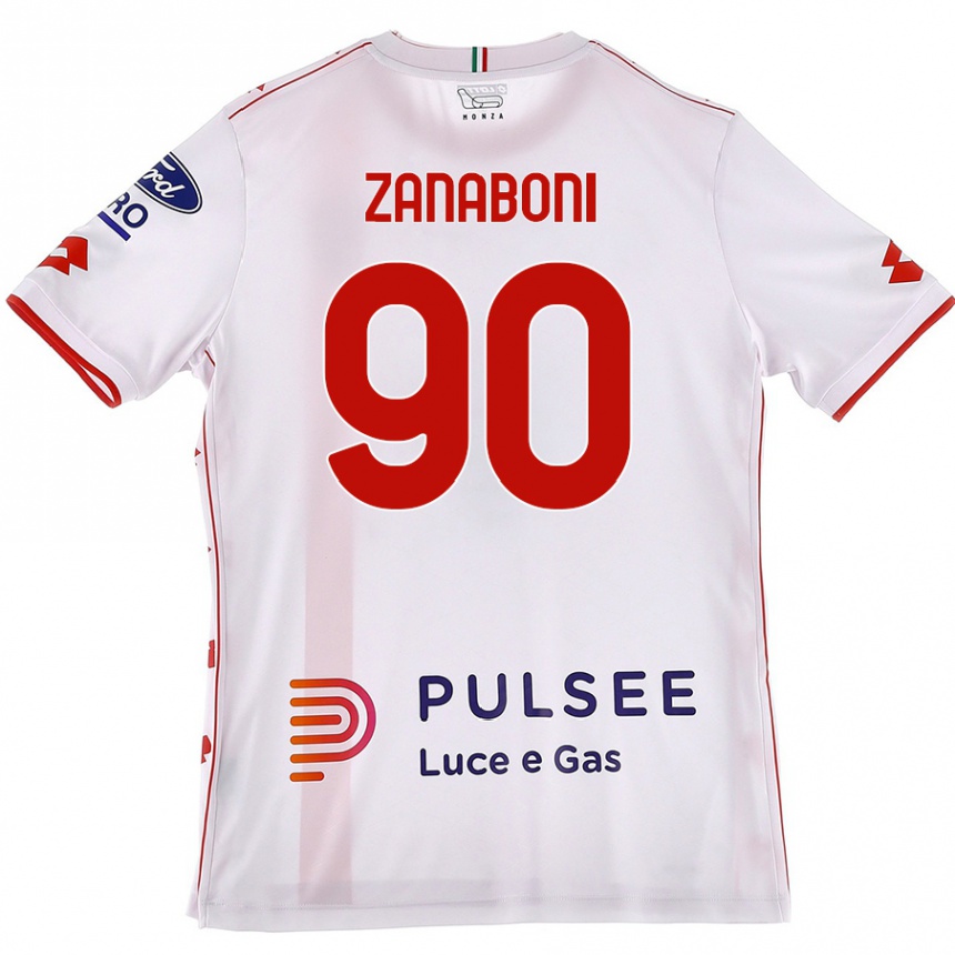 Kids Football Emanuele Zanaboni #90 White Red Away Jersey 2024/25 T-Shirt Canada