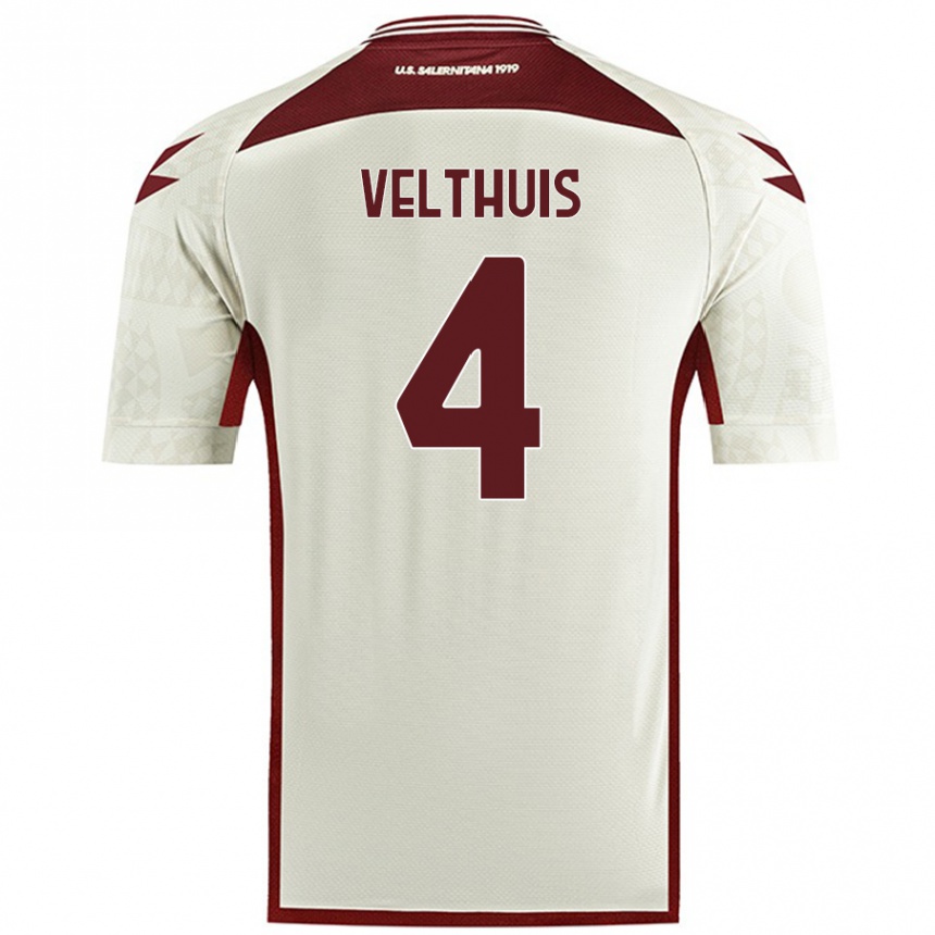 Enfant Football Maillot Tijs Velthuis #4 Couleur Crème Tenues Extérieur 2024/25 Canada