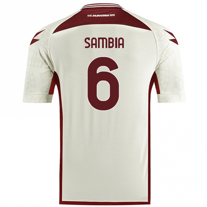 Kids Football Junior Sambia #6 Cream Color Away Jersey 2024/25 T-Shirt Canada