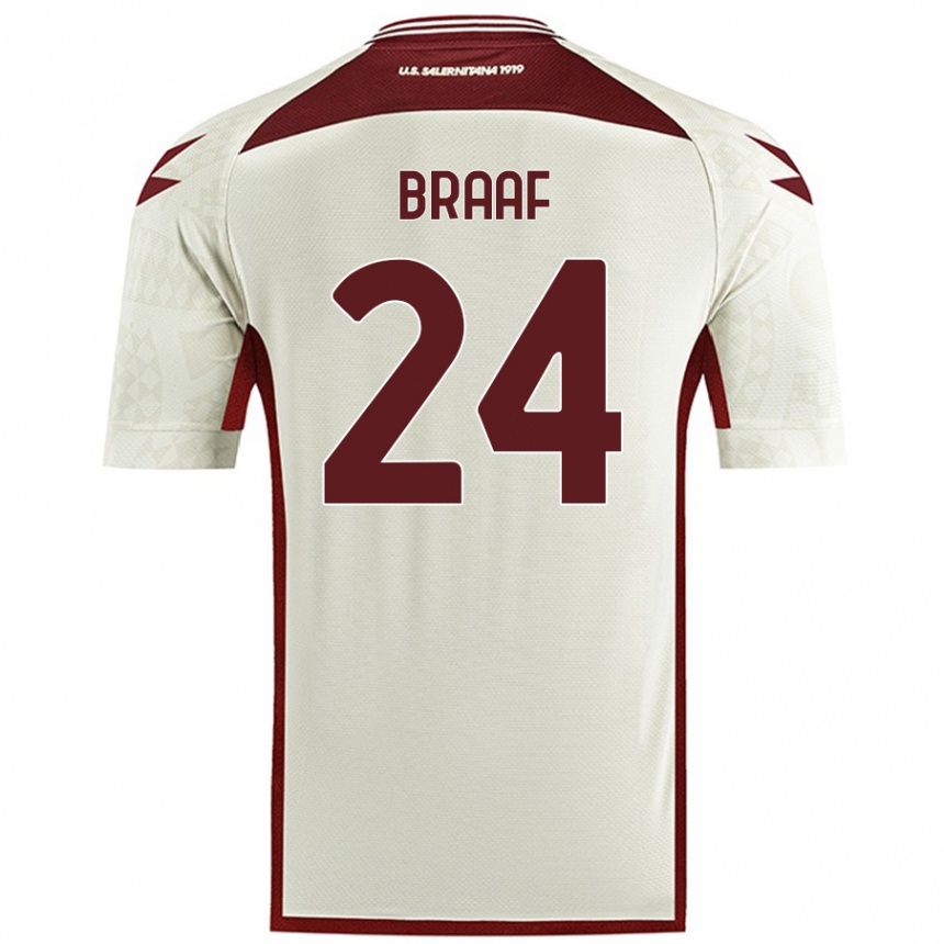 Enfant Football Maillot Jayden Braaf #24 Couleur Crème Tenues Extérieur 2024/25 Canada