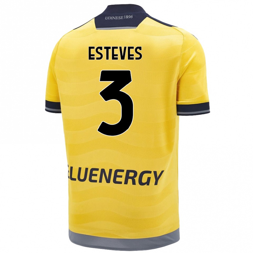 Enfant Football Maillot Gonçalo Esteves #3 Doré Tenues Extérieur 2024/25 Canada