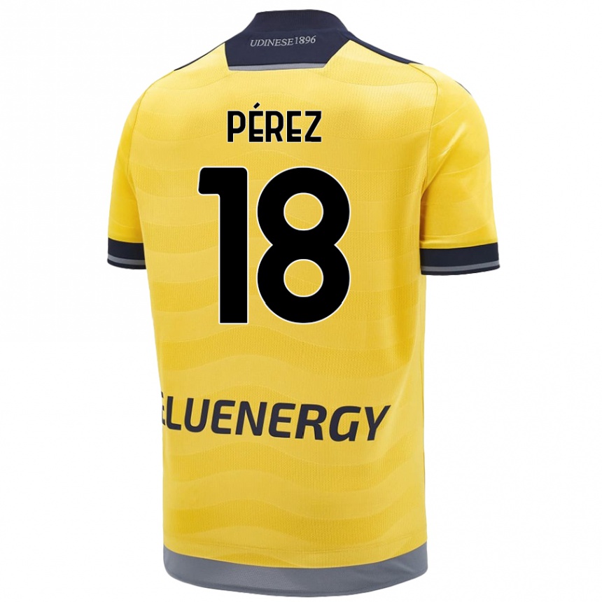 Kids Football Nehuén Pérez #18 Golden Away Jersey 2024/25 T-Shirt Canada