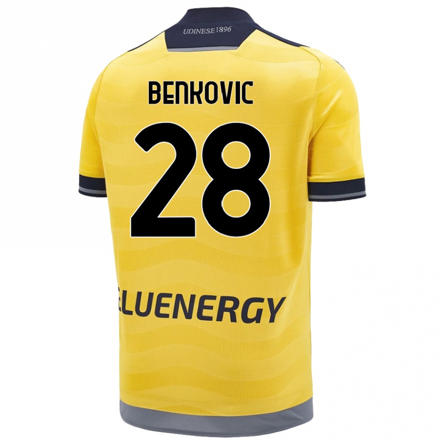 Kids Football Filip Benkovic #28 Golden Away Jersey 2024/25 T-Shirt Canada