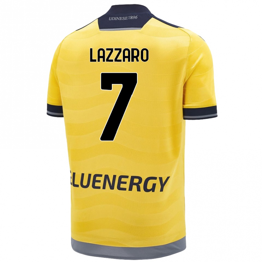 Kids Football Davide Lazzaro #7 Golden Away Jersey 2024/25 T-Shirt Canada