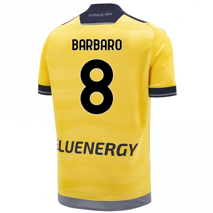 Kids Football Elia Barbaro #8 Golden Away Jersey 2024/25 T-Shirt Canada