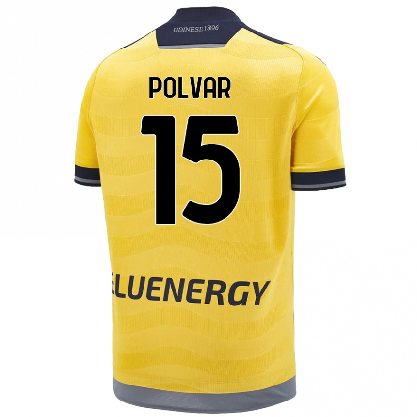 Kids Football Francesco Polvar #15 Golden Away Jersey 2024/25 T-Shirt Canada