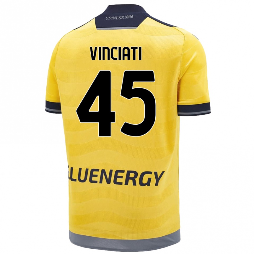 Kids Football Giulio Vinciati #45 Golden Away Jersey 2024/25 T-Shirt Canada