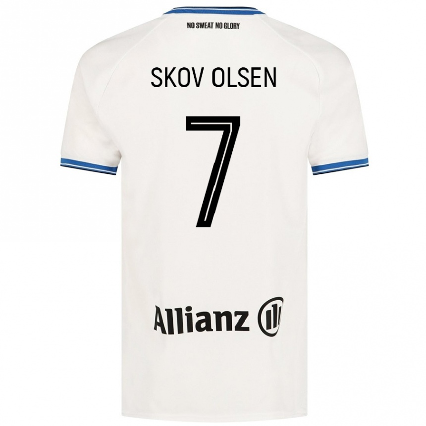 Kids Football Andreas Skov Olsen #7 White Away Jersey 2024/25 T-Shirt Canada