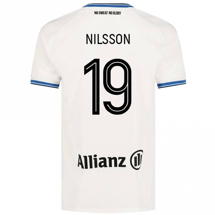 Kids Football Gustaf Nilsson #19 White Away Jersey 2024/25 T-Shirt Canada