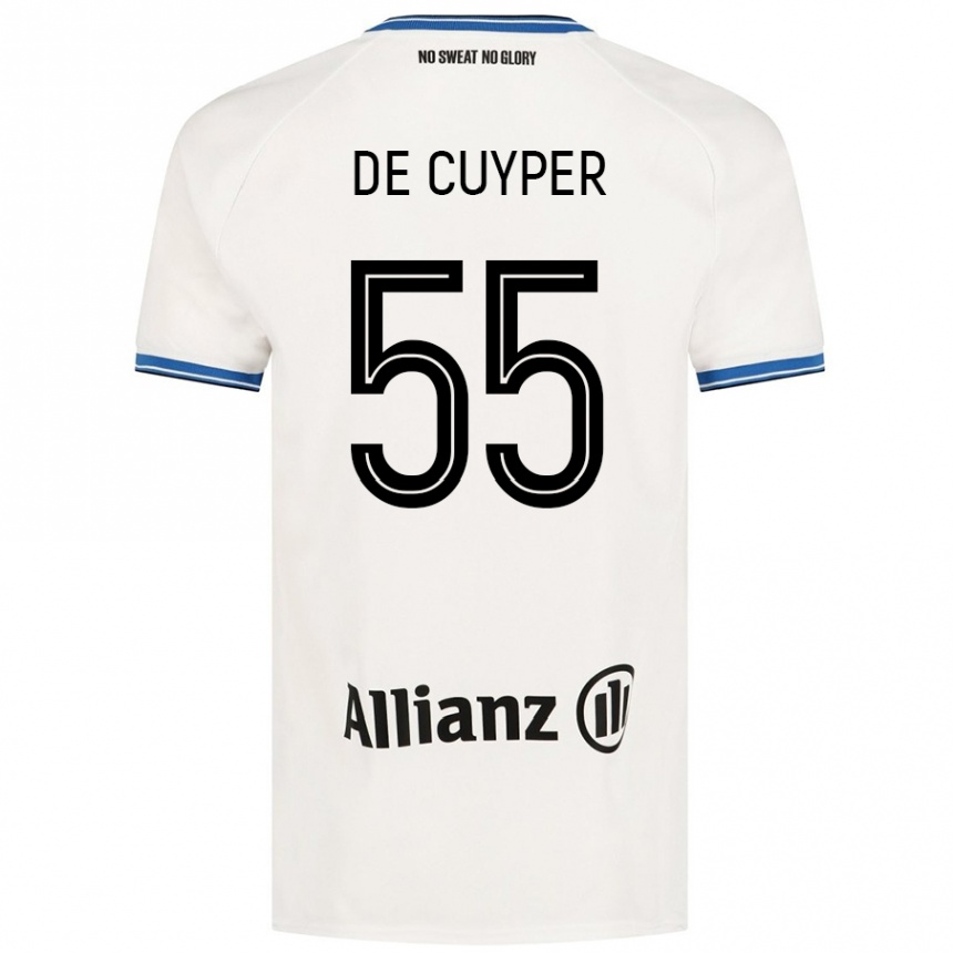 Kids Football Maxim De Cuyper #55 White Away Jersey 2024/25 T-Shirt Canada