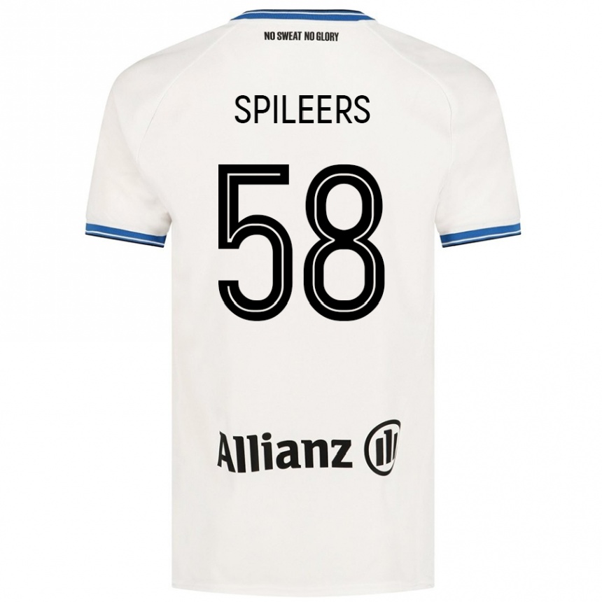 Kids Football Jorne Spileers #58 White Away Jersey 2024/25 T-Shirt Canada