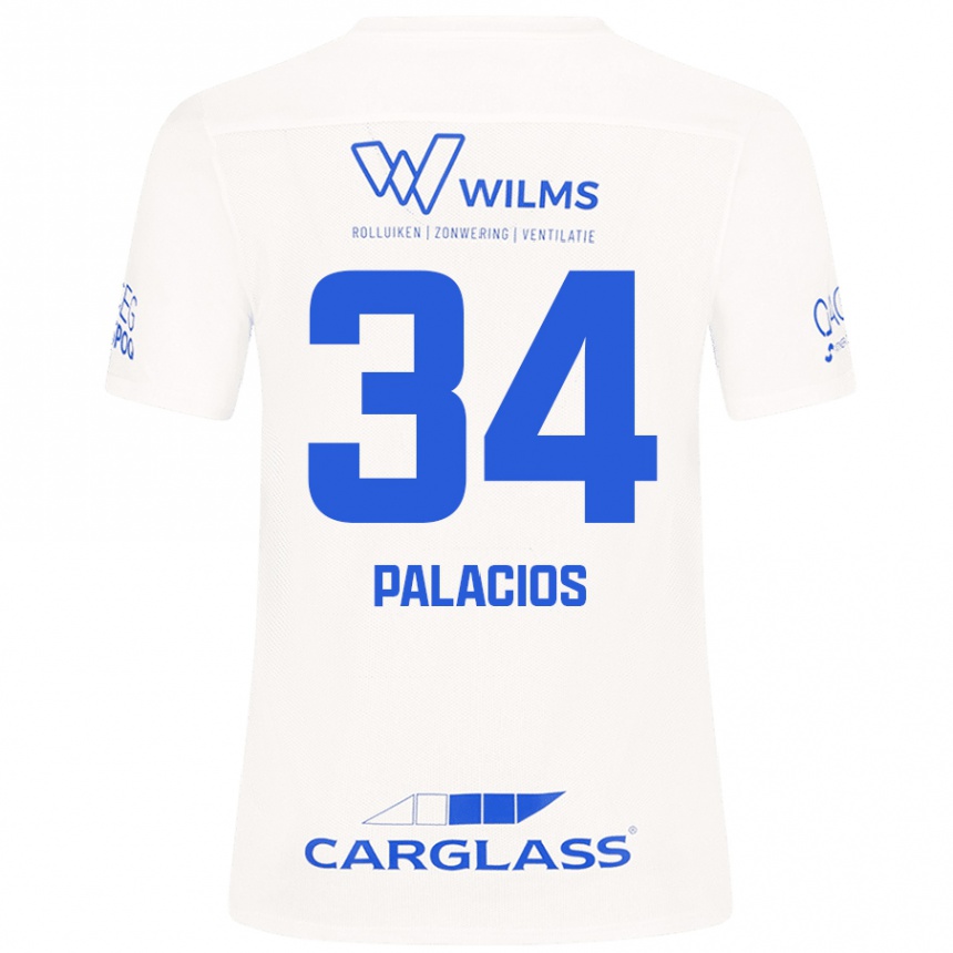 Kids Football Adrián Palacios #34 White Away Jersey 2024/25 T-Shirt Canada