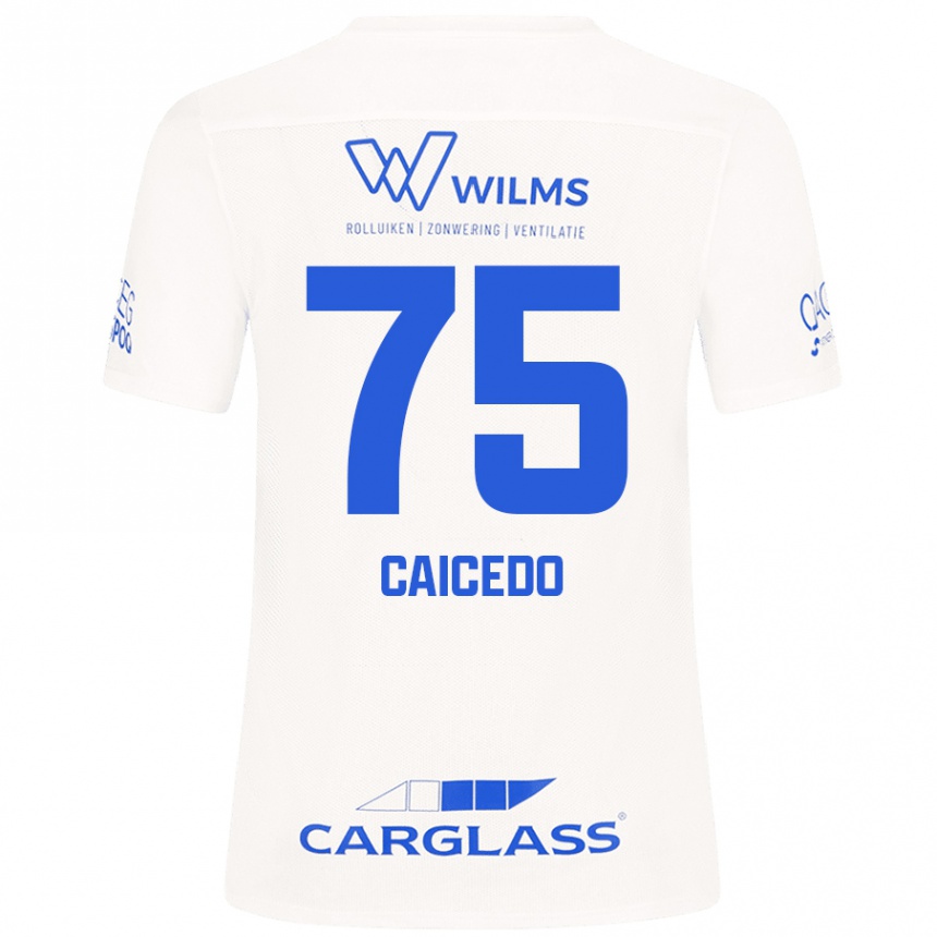 Kids Football Alfred Caicedo #75 White Away Jersey 2024/25 T-Shirt Canada