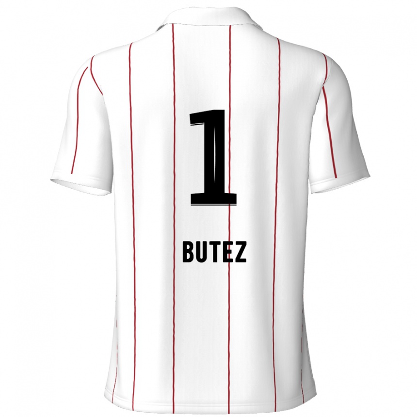 Kids Football Jean Butez #1 White Black Away Jersey 2024/25 T-Shirt Canada