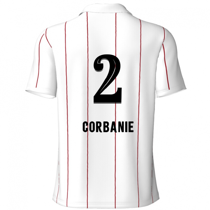 Kids Football Kobe Corbanie #2 White Black Away Jersey 2024/25 T-Shirt Canada