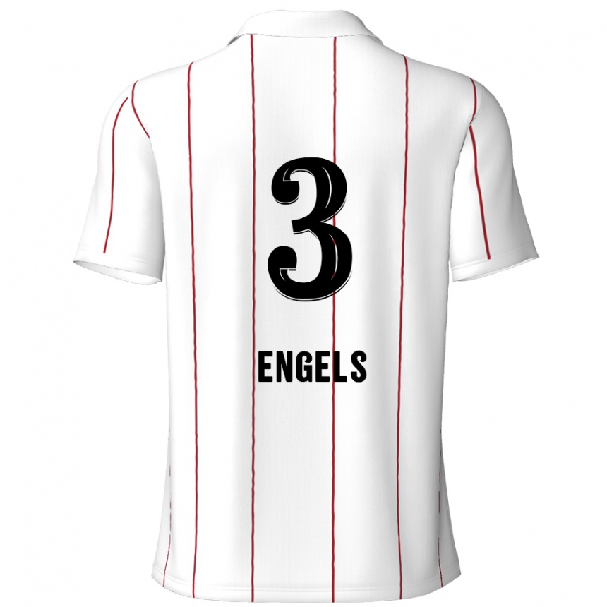 Kids Football Björn Engels #3 White Black Away Jersey 2024/25 T-Shirt Canada