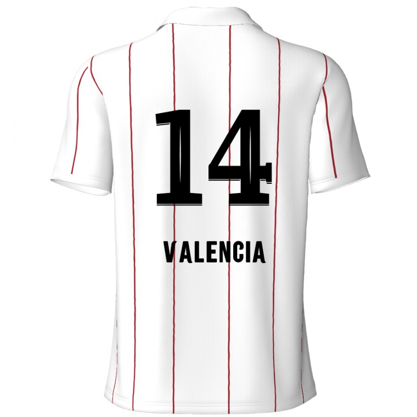 Kids Football Anthony Valencia #14 White Black Away Jersey 2024/25 T-Shirt Canada