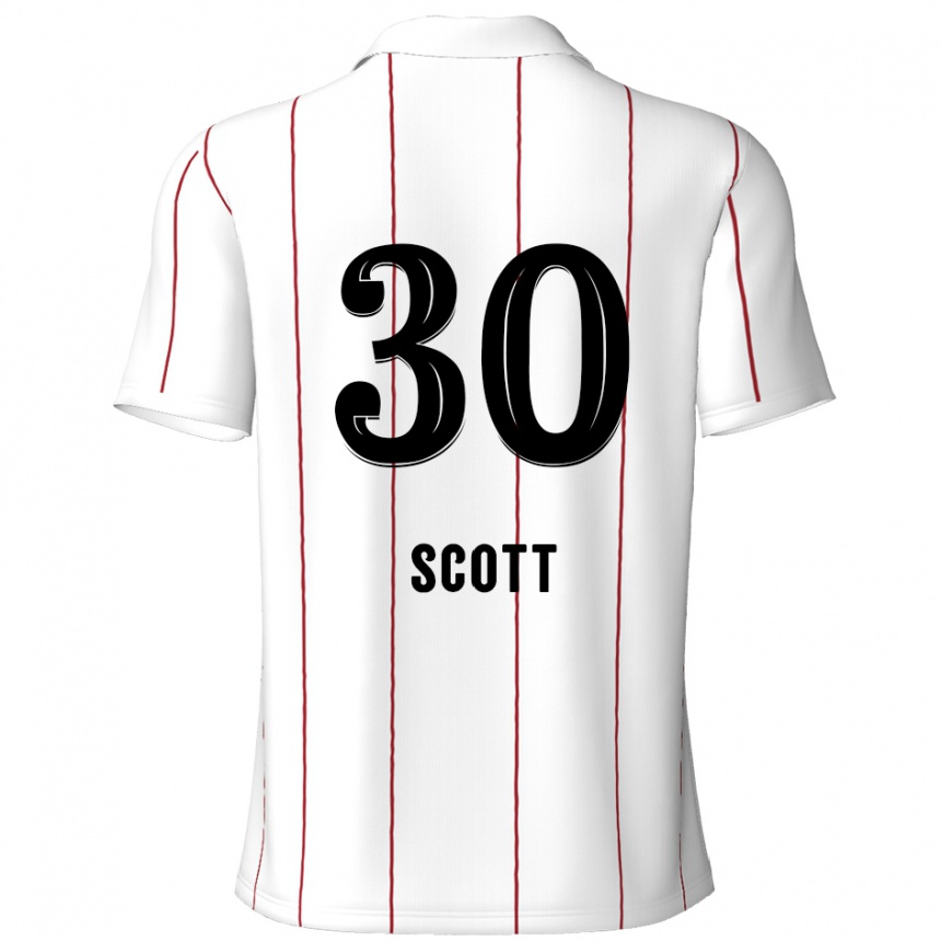 Kids Football Christopher Scott #30 White Black Away Jersey 2024/25 T-Shirt Canada